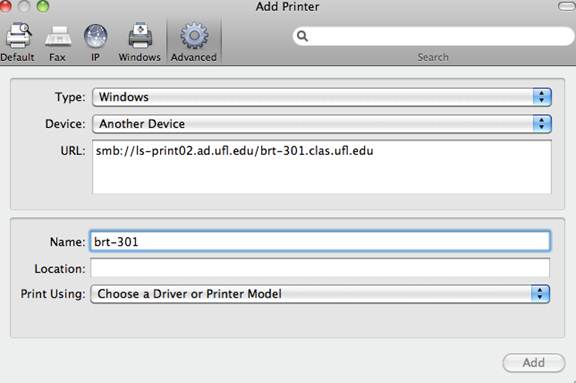 print driver for mac add